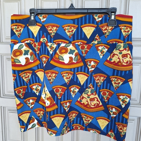 Lula Roe Skirt Casual Bright Print SzL Polyester Short Pullon Wide Band Waist - Picture 1 of 9